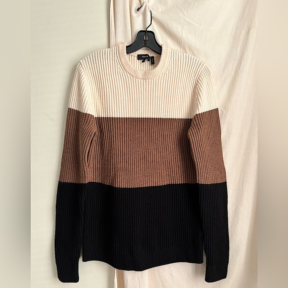 Theory ‘Romman’ Color Block Merino Wool Crewneck Sweater Sz S - Picture 1 of 5